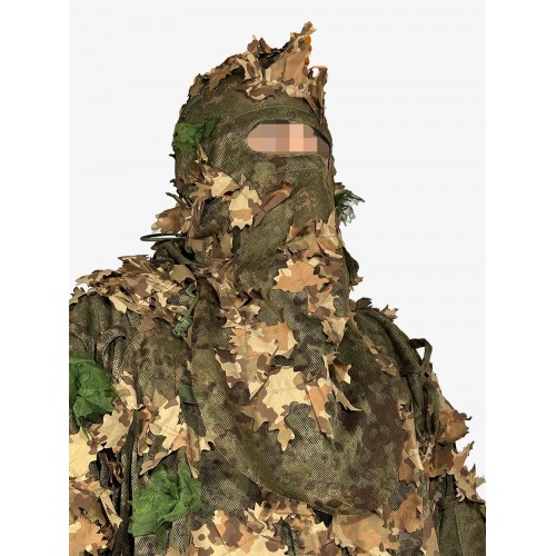 KMCS Next Gen Brown Balaclava, Key features are two way adjustment around head for a one size fits all… elongated beard which helps to hide shadows that can form under the face and chest area when stalking